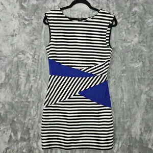 Y2K Speechless Dress Womens 7 Black & White Blue Bodycon Mini Grunge